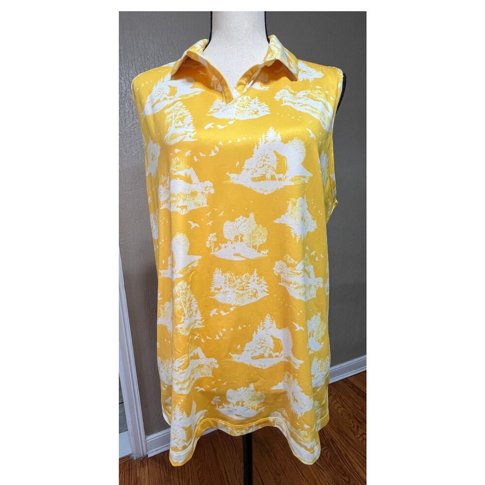 Nike Dri Fit Women's Polo Golf Tennis Athleisure Tank Sleeveless Yellow Size XL